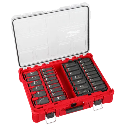 תמונה של סט 31 בוקסות אימפקט 1/2 "Milwaukee SHOCKWAVE – במארז PACKOUT מקצועי