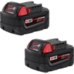 תמונה של זוג סוללות Milwaukee M18 REDLITHIUM XC5.0 18V 5.0Ah