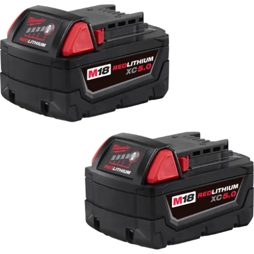 תמונה של זוג סוללות Milwaukee M18 REDLITHIUM XC5.0 18V 5.0Ah