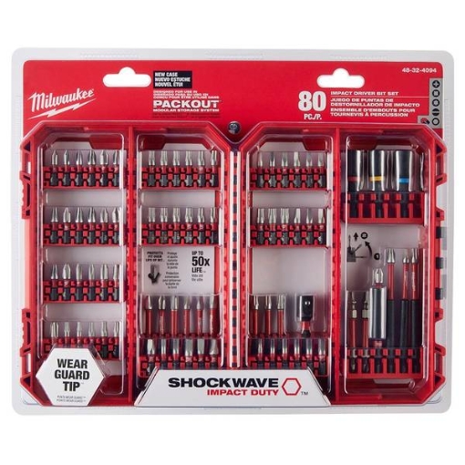 תמונה של סט ביטים אימפקט 80 חלקים Milwaukee SHOCKWAVE 48-32-4094 – הסט המקצועי והחזק ביותר למברגת אימפקט