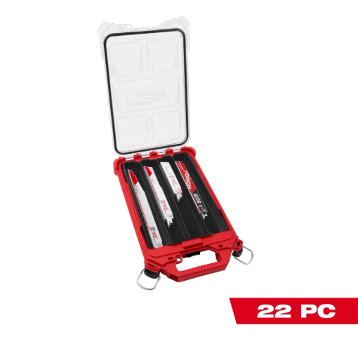 תמונה של מארז 22 להבי מסור חרב Milwaukee SAWZALL בארגונית PACKOUT מקצועית