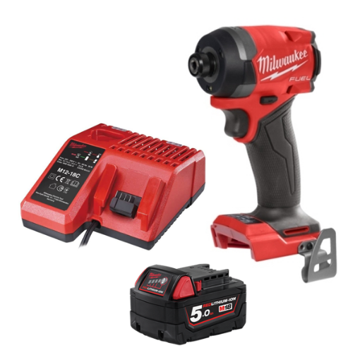 תמונה של מברגת אימפקט 18V FUEL - דור 4 + סוללה 5A ומטען MILWAUKEE 