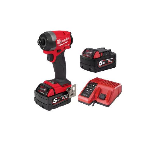 תמונה של מברגת אימפקט דור 4 כולל 2 סוללות 5AH דגם Milwaukee M18 FID3 Fuel 2953-22