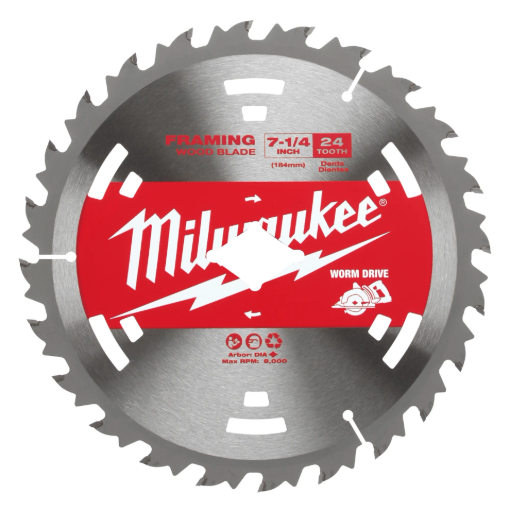 תמונה של להב למסור עגול 7-1/4" (24 שיניים) Milwaukee – איכות פרימיום לחיתוך עץ מקצועי