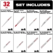תמונה של מארז 32 להבים למסור חרב Milwaukee SAWZALL – לעבודה מקצועית בעץ ומתכת