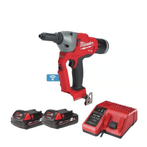 תמונה של ערכת אקדח ניטים נטען מקצועי ¼” מסדרת Milwaukee M18 FUEL עם ONE-KEY™ – כולל 2 סוללות 2.0Ah, מטען ומזוודה (דגם 2660-22 2A)
